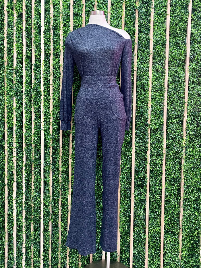 Off Shoulder Knit Jogger Set