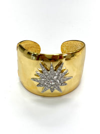 Exquisite KJL Polished Gold Starburst Cuff