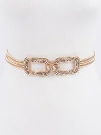 Rhinestone Rectangles Metal Elastic Belt