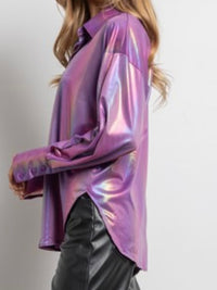 Purple Iridescent Foil Blouse