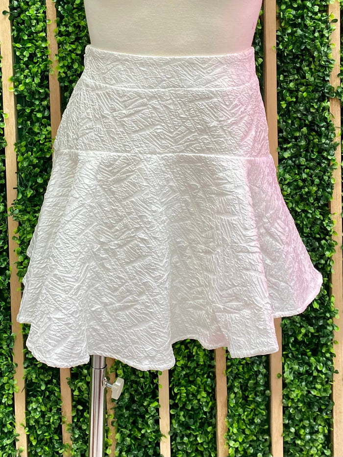 White Geo Textured Skort