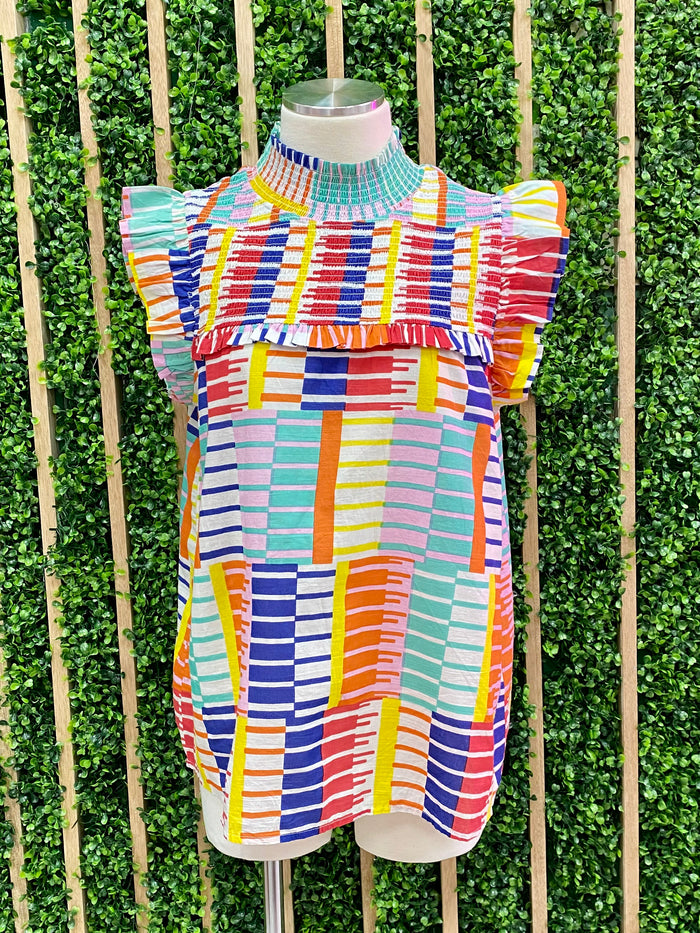 Multicolor Smocked Top