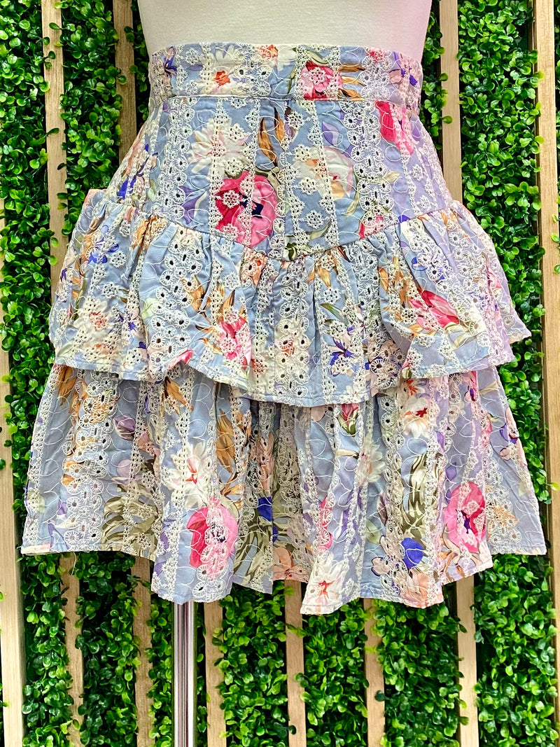 Floral Ruffled Eyelet Skort