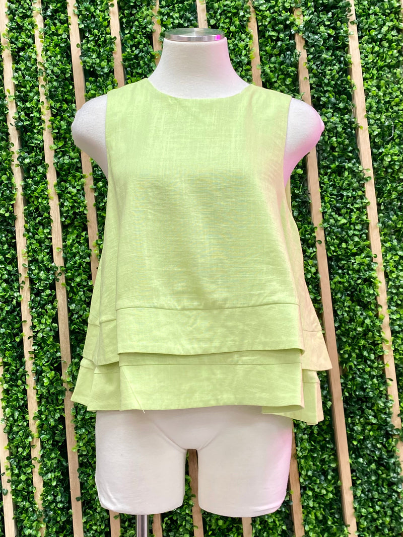 Lime Linen Layered Top