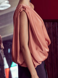 Satin Draped One Shoulder Top