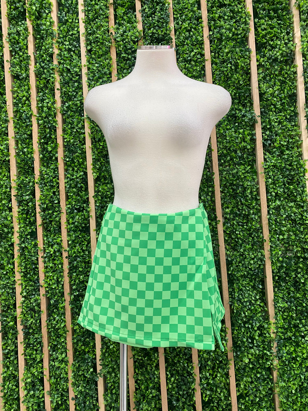 Green Checker Skort