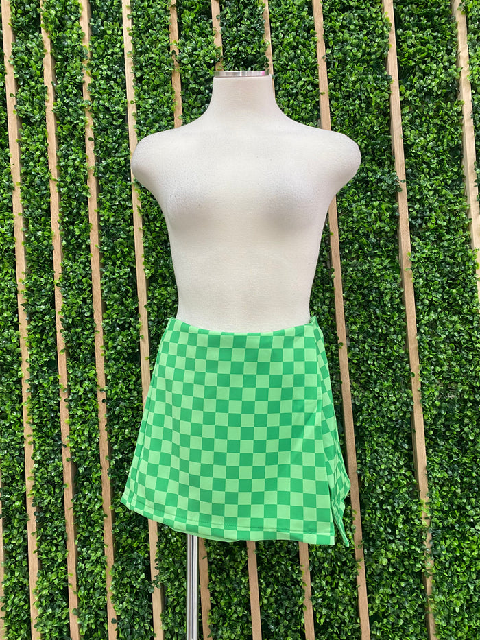 Green Checker Skort