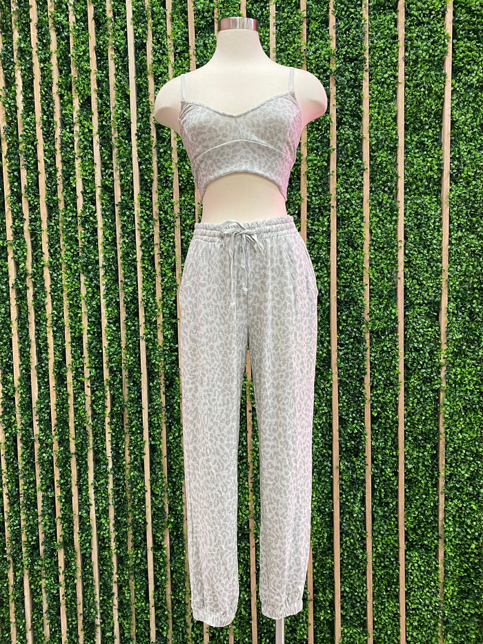 Grey Print Jogger Sport Set