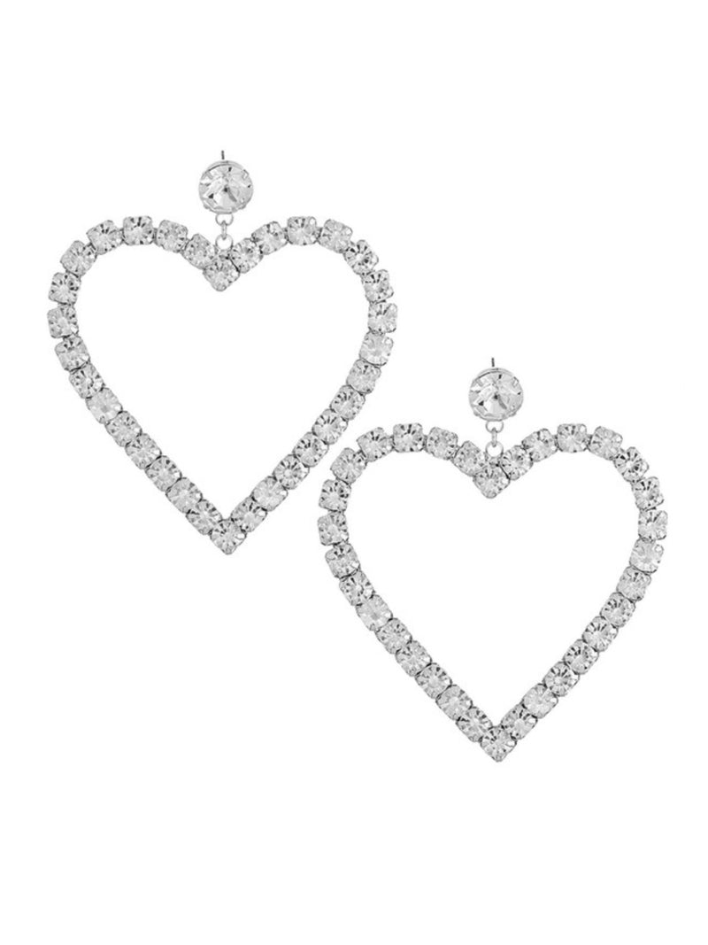 Open Heart Rhinestone Earrings