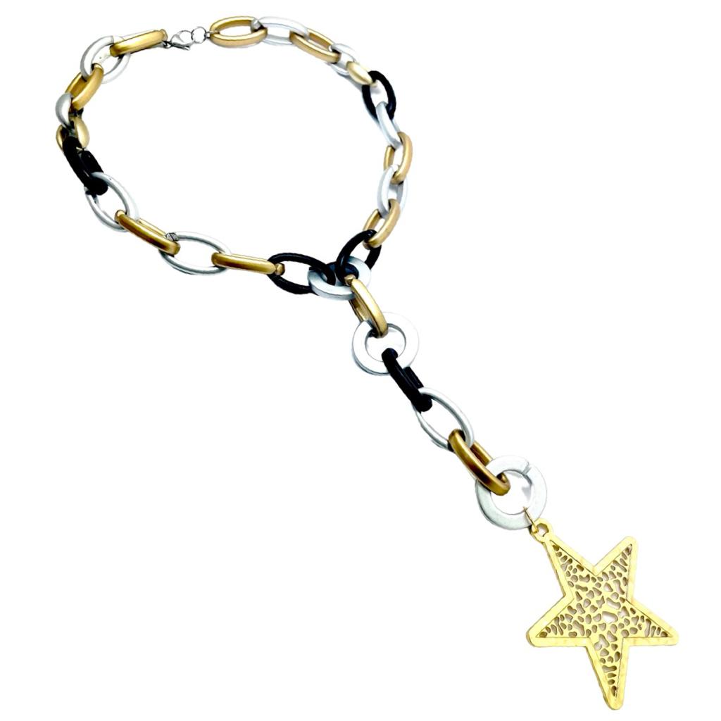 Multi Metallic Star Acrylic Necklace