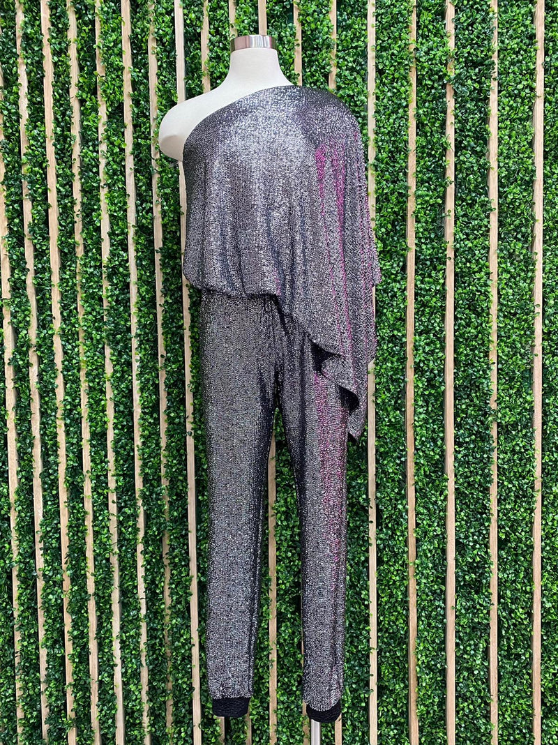Metallic One Shoulder Top
