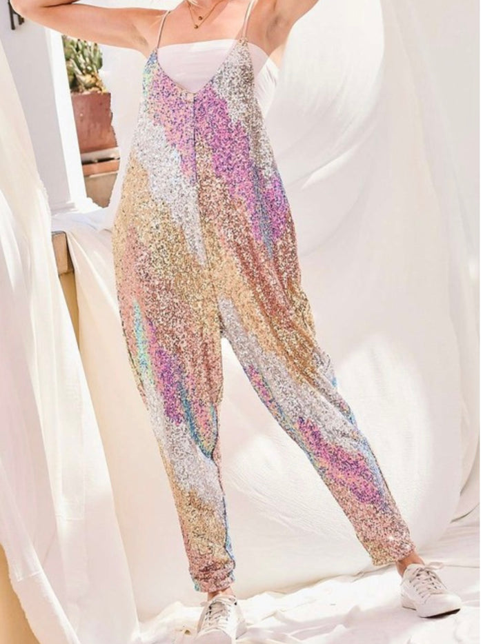 Multi Sequin Jogger Jumpsuit