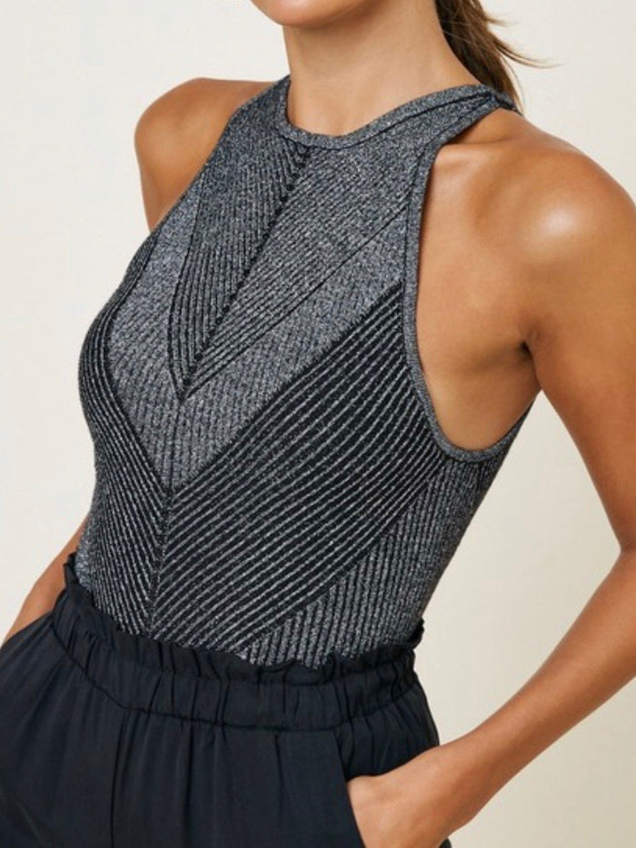 Black Metallic Knit Top