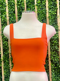 Square Neckline Cropped Basic Top