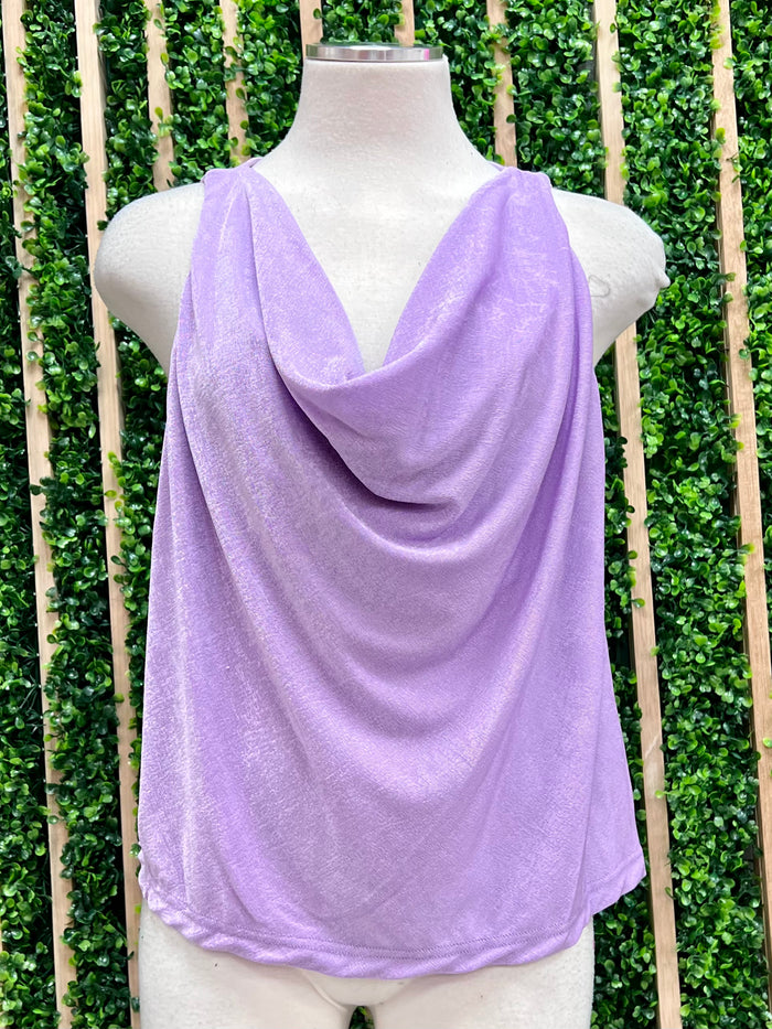 Draped Cowl Neck Sleeveless Top