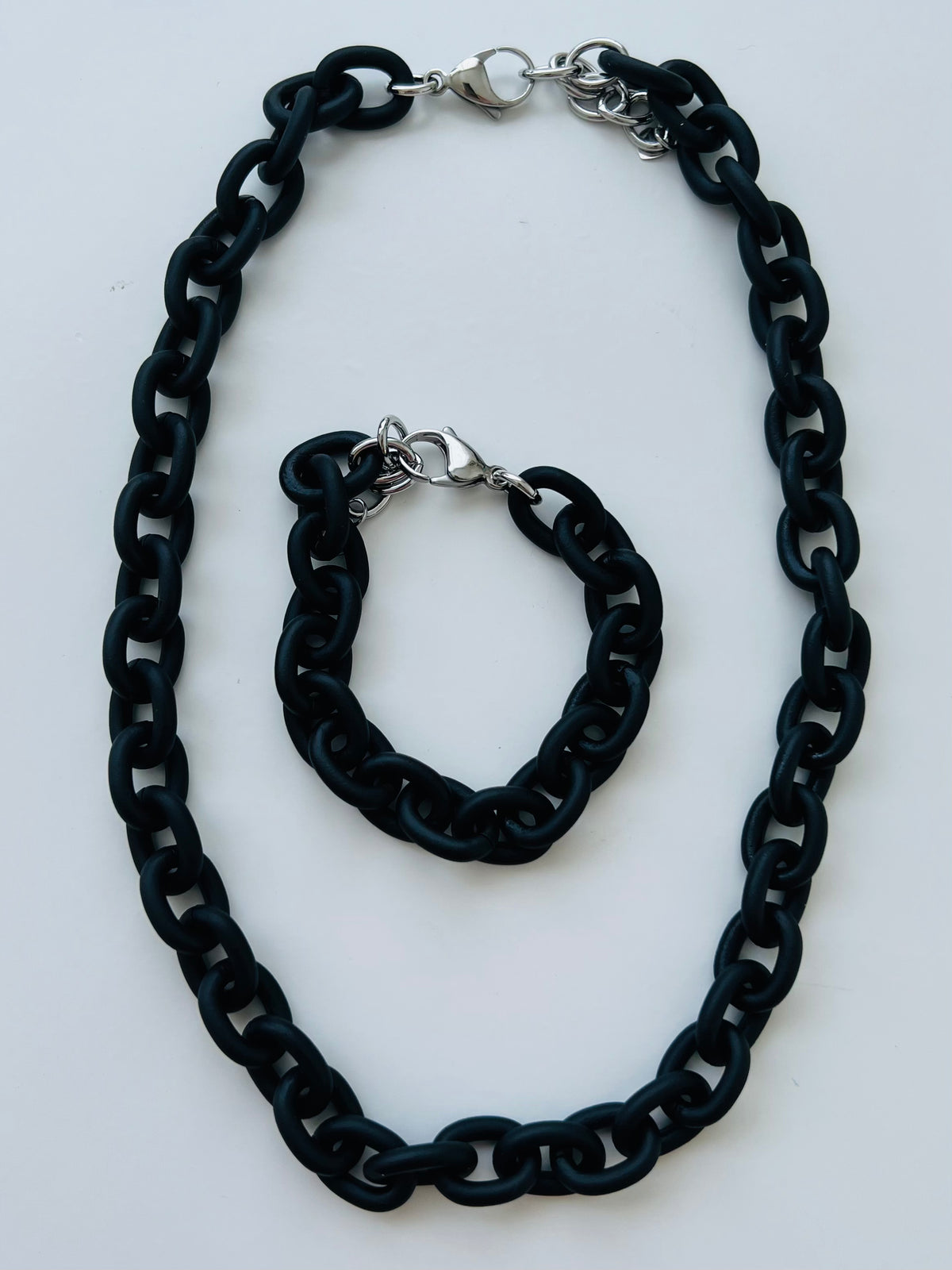 Black Enamel Link Necklace