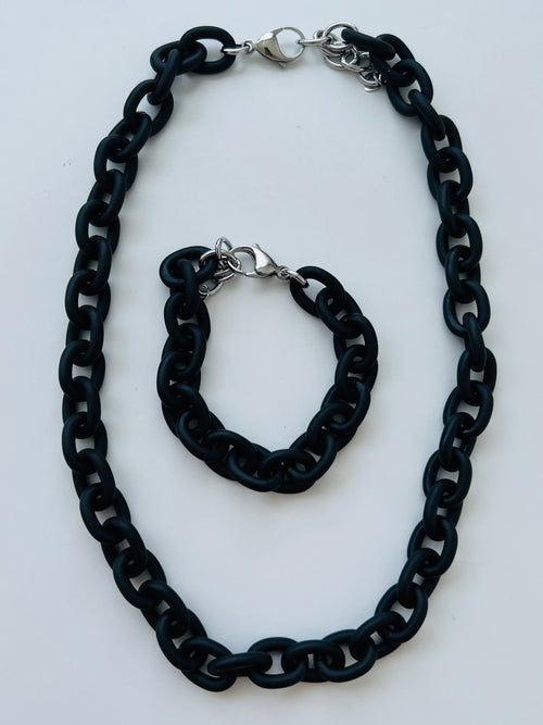 Black Enamel Link Necklace