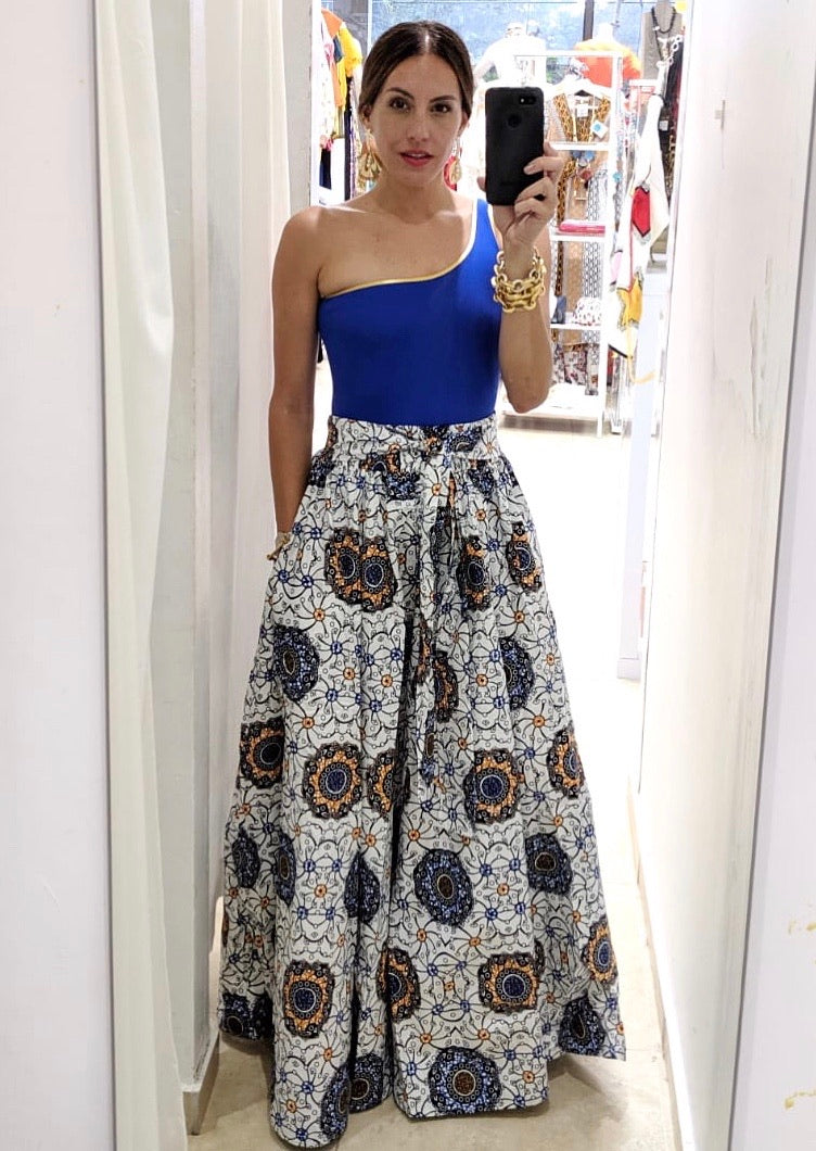 Blue Wheels Maxi Skirt