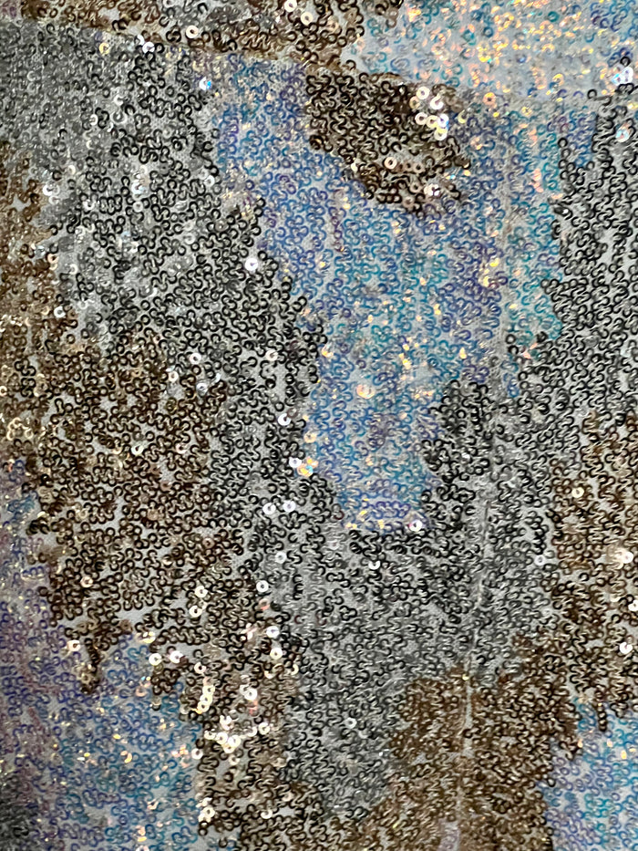 Silver Multi Sequin Wide Leg Pant