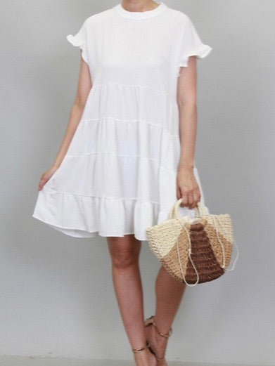 White Tiered Short Dress