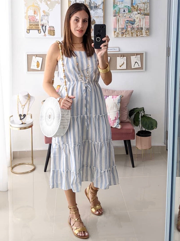 Blue Stripes Midi Dress