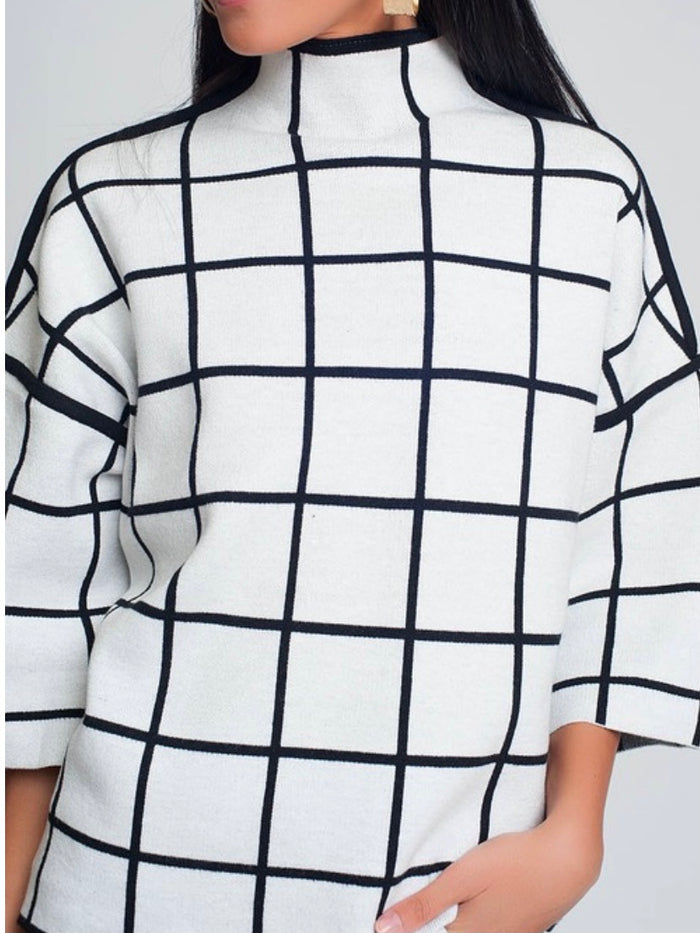 Square Details High Neck Sweater
