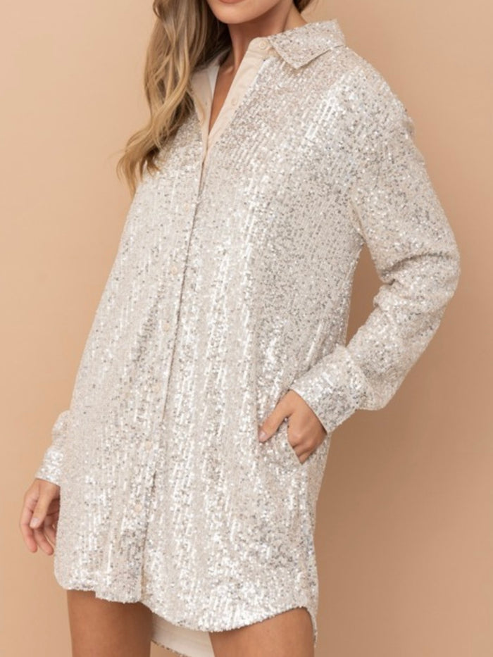 Champagne Sequins Blouse Dress