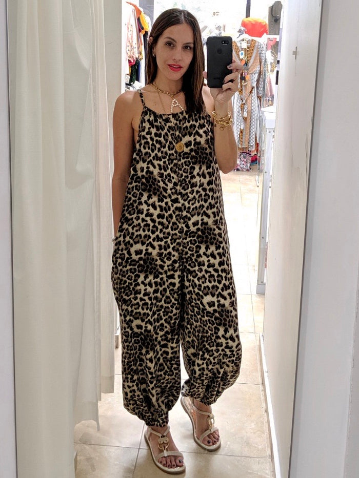 Animal Print Loose Jumpsuit