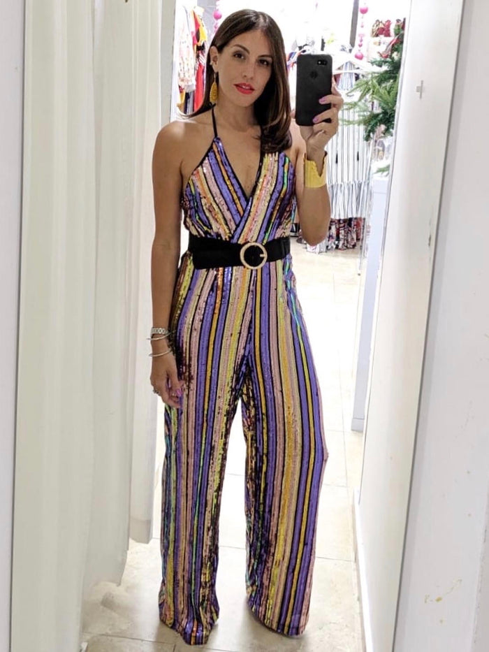 Sequin Halter Jumpsuit