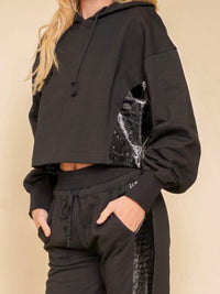 Faux Leather Side Panel Jogger Set