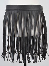 Black Leatherette Fringe Belt