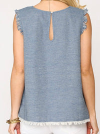 Frayed Hem Sleeveless Top