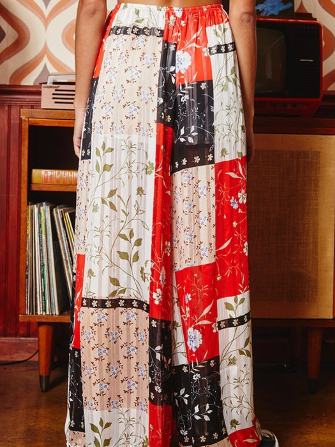Floral Print Patchwork Pants