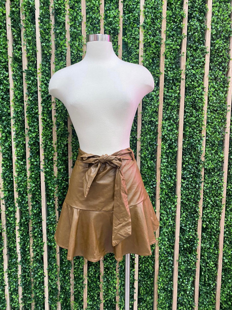 Caramel Pleather Swing Skort