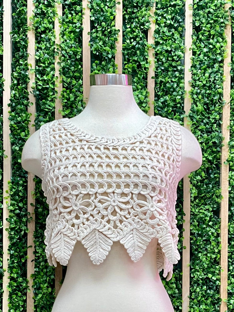 Beige Crochet Crop Top