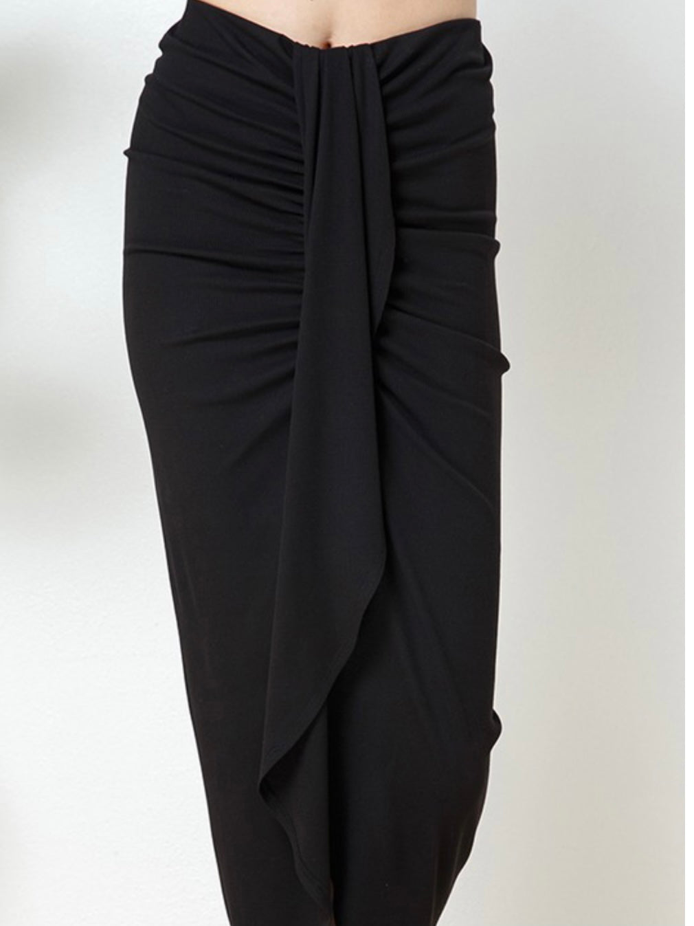 Rib Asymmetrical Draped Skirt