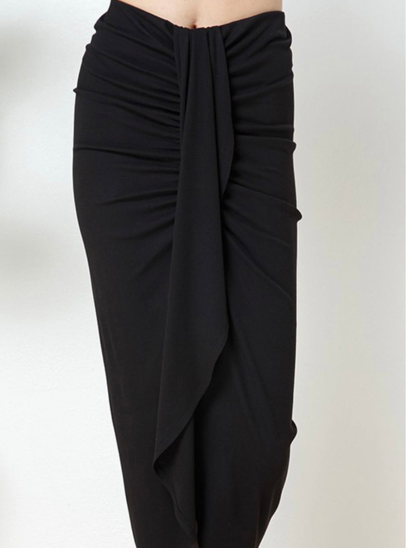 Rib Asymmetrical Draped Skirt