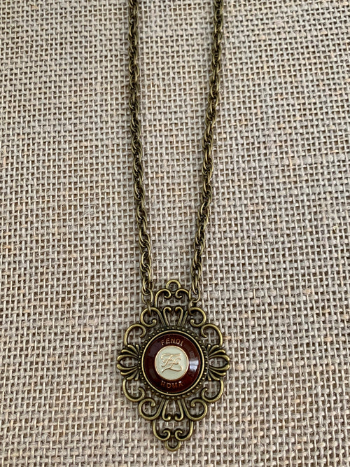 Sophie Victorian Fendi Button Necklace