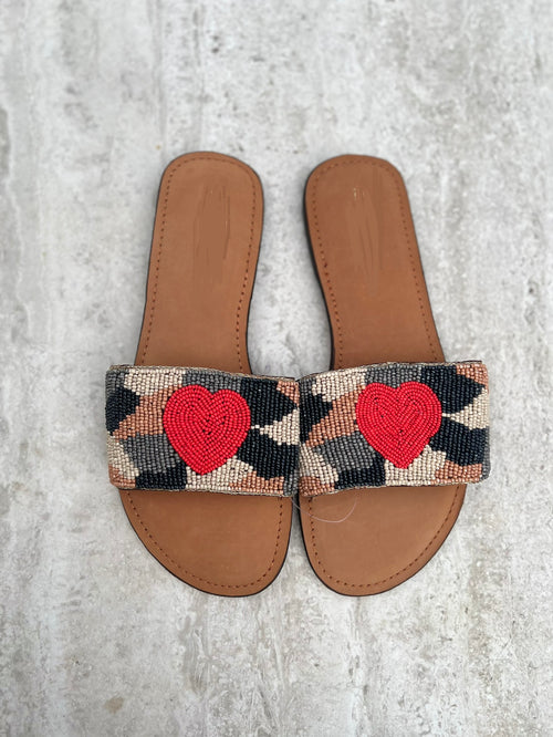 Heart Embellished Slippers