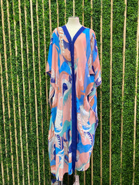 Exquisite Blue Print Tunic Set