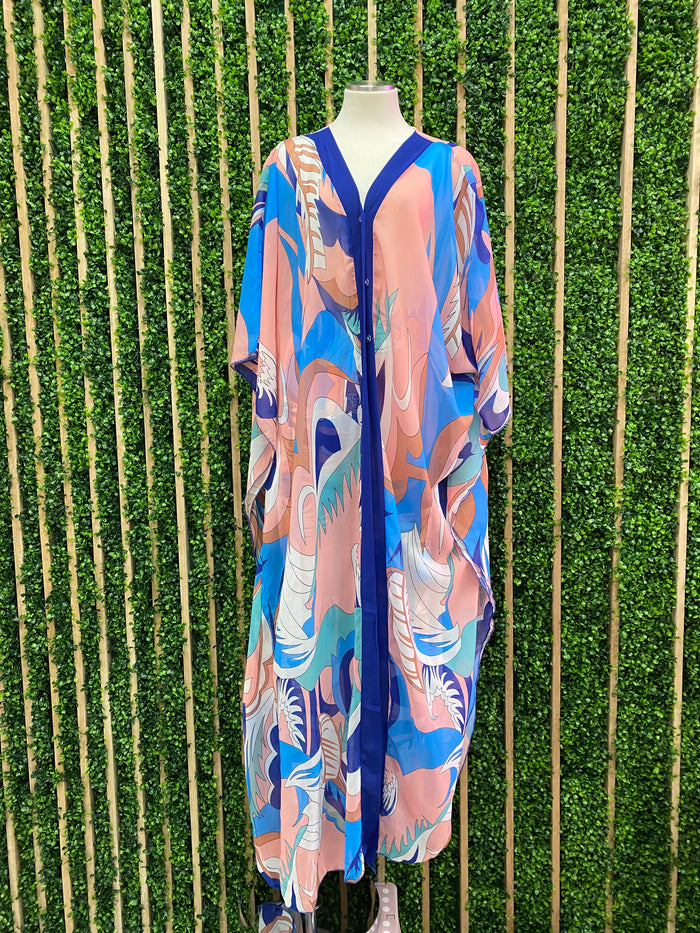 Exquisite Blue Print Tunic Set
