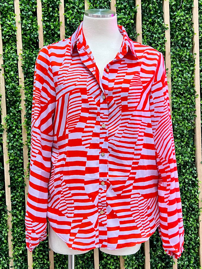 Purple Red Zebra Blouse
