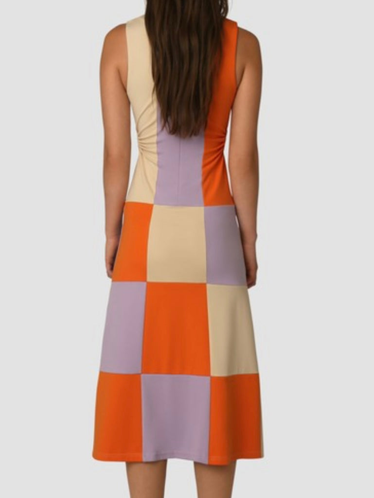 Exquisite Stunning Color Block Midi Dress