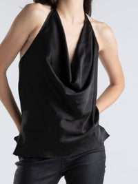 Satin Cowl Neck Halter Top