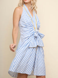 Blue Striped Halter Midi