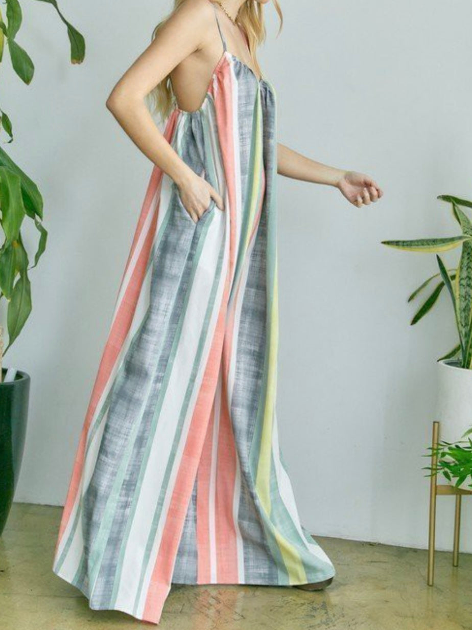 Multi Stripe Wide Leg Jumpsuit