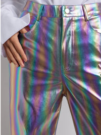 Metallic Rainbow Pleather Pants