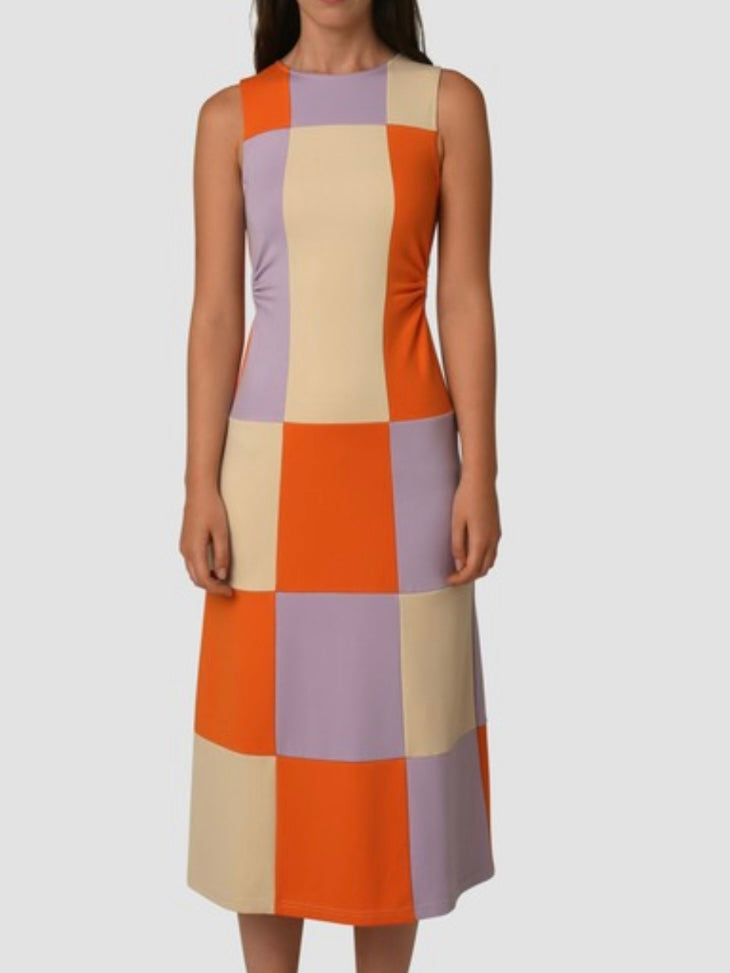 Exquisite Stunning Color Block Midi Dress