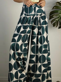 Dark Green GEo Wide Leg Pants