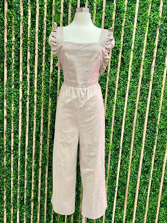 Mocha Ruffle Waisted Jumpsuit